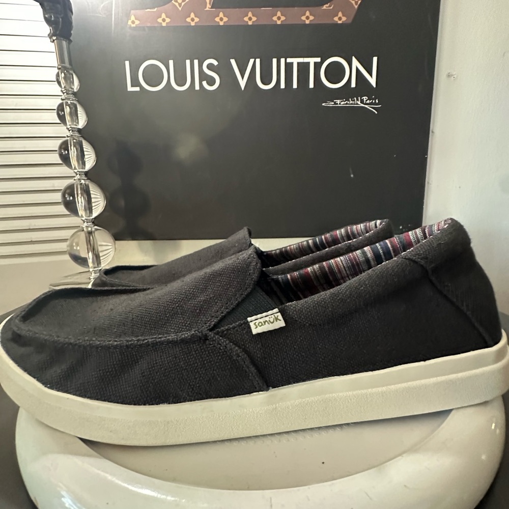 🆕Sanuk Sideline 2 Hemp Black Slip On Canvas Shoes - Picture 5 of 12